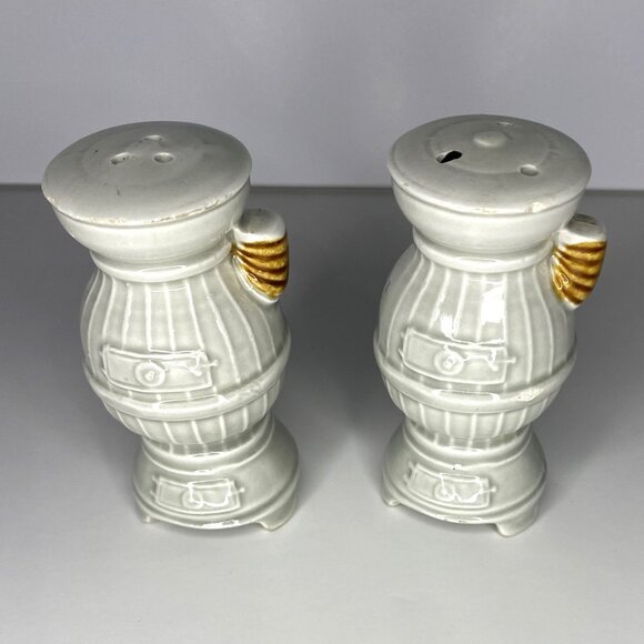 Gray Pot Belly Stove Salt & Pepper Shaker, Vintage - Picture 6 of 8